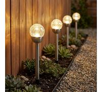 Luce Sferica Esterni Lampada Solare Vetro Rotto Lampione da Giardino LED 4er Set