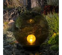 Luce Sferica Lampada a Spiedo Solare LED Intemperie Crackle Vetro Rauch Amber