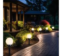 Luce Sferica Lampada Solare con Picchetto LED Chiodi Bianco da Giardino 6er Set