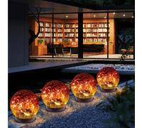 Luce sferica solare a LED per esterni, lampada decorativa intelligente, luminosa con gradiente rosso screpolato - adatta per illuminazione decorativa sferica per esterni, applicabile per cortile, sent