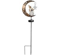 Luce solare a LED da giardino con luna crescente e stella, decorazione vintage in ferro, luce bianca calda, perfetta per spazi esterni