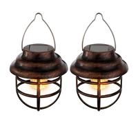 Luce solare a LED decorazione giardino lanterna solare ruggine luce esterna lampada solare, metallo, DxH 8x14 cm, set di 2