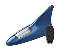 Luce solare a pinna di squalo con telecomando LED stroboscopica per la sicurezza e lo stile del tetto dell'auto, colore nero (blu)