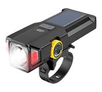 Luce Solare Bici Ricaricabile 4000mAh USB C con Luce Laterale Rossa e Display LC