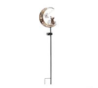 Luce solare da giardino a forma di luna con decorazione per esterni, accensione e spegnimento automatico, lampada in ferro per cortile, vialetto, aiuola, patio, prato, paesaggio dal tramonto all'alba