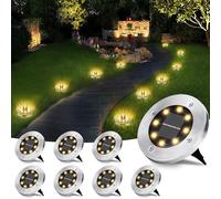 Luce Solare da Giardino, BrizLabs 8 LEDs Luci Terra Esterno Luce Sepolta Lampada Solare Impermeabile Faretti led Solari per Cortile Prato Vialetto Scala Strade Paesaggio, Bianco Caldo 8 Pezzi