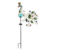 Luce solare decorativa da giardino con scultura di pavone in ferro per patio, prato e illuminazione vialetti