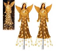 Luce Solare Del Giardino Della Memoria Dell'angelo (2pcs) | Luce Solare Da Giardino Con Angelo a Cascata, Statua Illuminata a LED per Prato Da Giardino E Decorazioni Natalizie