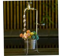 Luce solare del rubinetto dell'acqua, luci a cascata del rubinetto dell'acqua solare da 60 cm con pentola di fiori, lampada decorativa per paesaggi da giardino impermeabile per cortile del patio da c