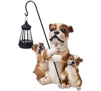 Luce solare della statua animale del cane di disegno di notte bagliore | Sensore automatico dal tramonto all'alba, ricarica solare, luce notturna calda, per una costruzione in resina resistente