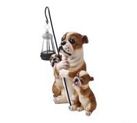 Luce solare della statua animale del cane di disegno di notte bagliore | Sensore automatico dal tramonto all'alba, ricarica solare, luce notturna calda, per una costruzione in resina resistente