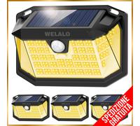 Luce Solare Esterno 4 Pezzi/3 Modalità 188LED Faretti Solari a LED Illuminazione