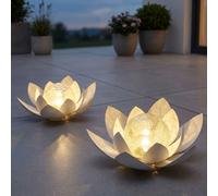 Luce Solare Fiore di Loto Decorazione Giardino Lampada Esterno LED 2x [EEK: Non valutato]