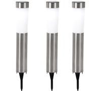 Luce solare in acciaio inox lampada da esterno picchetto terra lampada solare plug-in luce giardino, LED 0,06W, DxH 7,5x56 cm, set di 3