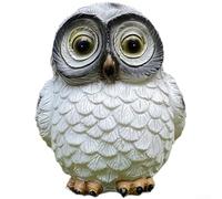 Luce solare in resina a forma di gufo per spazi esterni con sistema di controllo automatico della luce, progettata per esigenze di illuminazione da giardino, prato e paesaggio (bianco)