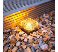 Luce solare interrata a LED, lampada in pietra ghiacciata per percorsi esterni, cortile, giardino, decorazione illuminante vetro