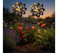 Luce Solare Lampada da Giardino Esterni LED Girandola Fiore a Spiedo H 92 CM 2x [EEK: Non valutato]