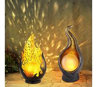 Luce Solare Lampada per Esterni Giardino IP44 Ottica a Fiamma Oro LED 2er Set
