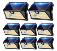 Luce Solare LED da Esterno con Sensore di Movimento, IP65 Impermeabile, 3 Modalità, Faretto LED da Esterno Solare per Parete Giardino Garage (8 Pezzi Bianco Caldo)