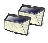 Luce Solare LED Esterno, 2 Pezzi 308 LED Faretti Solari a Led da Esterno 3 Modalità Lampada da Esterno con Sensore di Movimento IP65 Impermeabile per Giardino, Parete Wireless Risparmio Energetico