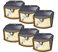 Luce Solare Led Esterno, 3 Modos IP65 Impermeabile Faretto LED da Esterno con Sensore di Movimento, Lampada Solare da Esterno per Giardino, Parete, Garage (6 Pezzi Bianco Caldo)