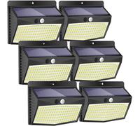 Luce Solare LED Esterno, 6 Pezzi/138LED Faretti Solari a Led da Esterno Lampada da Esterno con Sensore di Movimento, IP65 Impermeabile 3 Modalità per Giardino, Parete Wireless