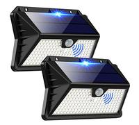 Luce Solare LED Esterno, Faretto LED da Esterno con Sensore di Movimento, 185 LED/ 3 Modos Lampada Solare da Esterno, IP65 Impermeabile LED Lampione per Giardino, Parete, Garage(2 Pezzi Bianco Freddo)