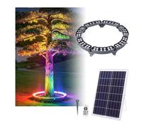 Luce Solare Per Esterno Con Base Per Albero, Lampada Ad Anello A LED RGB | Controller Remoto, Resistente All'acqua IP65, Alluminio E Vetro Temperato, Giuntabile,Resistente Al Gelo,Al Calore(7Packs)