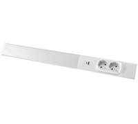 Luce sottopensile a LED "Arusha", lunghezza 60 cm, alluminio e plastica, corpo bianco, con USB A+C, luce bianca neutra, interruttore della luce separato