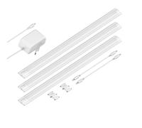 ledscom.de Luce sotto il mobile a LED SIRIS bianco opaco, piatto, ogni 50cm, ogni 531lm, bianco caldo, set di 3