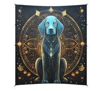 Luce Spaziale Cane Astratto Tenda da Spiaggia Facile da Montare,Parasole per Campeggio con Sacchi di Sabbia,Palette e Picchetti Ideale per Picnic