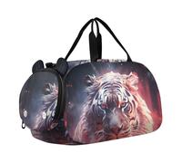 Luce Spaziale Cool Tigre Borsa Sportiva da Nuoto e Palestra con Scomparto per Scarpe Borsa da Viaggio per Il Fine Settimana Borsone per Ragazzi