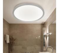 Plafoniera lampada da soffitto lampada da bagno lampada da soggiorno lampada da sala da pranzo, plastica bianco nichel opaco, retroilluminazione con funzione memory dimmerabile, 1x LED 24W 2300Lm 3000