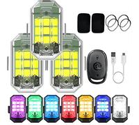 Luce stroboscopica a LED senza fili ad alta luminosità, 7 colori, ricaricabile tramite USB, luci stroboscopiche wireless per auto, luce stroboscopica notturna anti-collisione per moto, auto, bici (2)