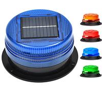 Luce stroboscopica a LED solare con luce stroboscopica di emergenza con base magnetica, luce lampeggiante di recupero impermeabile senza fili color ambra per auto, camion, trattori, SUV (Blue)