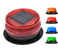 Luce stroboscopica a LED solare con luce stroboscopica di emergenza con base magnetica, luce lampeggiante di recupero impermeabile senza fili color ambra per auto, camion, trattori, SUV (Red)