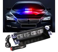 Luce stroboscopica di emergenza a LED rosso blu,Luci di sicurezza interne della polizia sul parabrezza con tazze di aspirazione,Luce lampeggiante di emergenza del cruscotto,per auto,autopompe,polizia