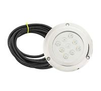 Luce subacquea per yacht, Luce subacquea marina con 9 chip LED, Lampada a cupola per acqua di mare IP68 per piscina e yacht, Costruzione in vetro temperato in acciaio inossidabile (Luce bianca)