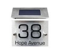 Luce targa solare numero civico, luce solare targa porta targa LED in acciaio inox lampada da parete indirizzo segno illuminazione per cancello recinzione muro cortile Street Park