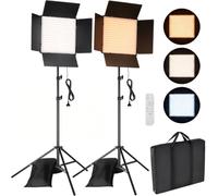 Luce video a LED da 60 W, confezione da 2 luci da studio bicolore, 448 LED | Luce per streaming video con telecomando, treppiede da 195 cm, 3000-6300 K, 10-100% dimmerabile, per fotografia YouTube