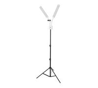 Luce video LED a doppio braccio, luce di riempimento a doppio braccio con supporto per telefono, 196 LED 3200 K-5600 K, set di illuminazione per studio fotografico, 3 modalità di luce, lampada da