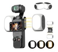 Luce video magnetica a LED per action cam: luce di riempimento a luminosità regolabile con supporto a slitta fredda per DJI per osmo Pocket - Confezione da 2 bianco