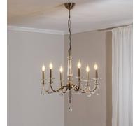 Lucea Lampadario Adone, a 6 luci, ottone, Ø 70 cm, vetro cristallo Lucea
