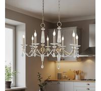 Lucea Lampadario Adone, lineare, a 8 luci, ottone, vetro cristallo Lucea
