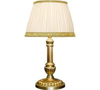 LUCECLASS C489P Lampada da comodino classica artigianale da tavolo in puro ottone satinato, con paralume in misto seta plissettato avorio, per camera da letto, soggiorno, corridoio, hotel.