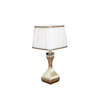 LUCECLASS - C565 Lampada da comodino classica artigianale elegante in ottone spazzolato e cristallo, con paralume in misto seta plissettato avorio, per camera da letto, soggiorno, corridoio, hotel.