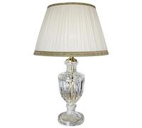 LUCECLASS | Lampada da tavolo classica in cristallo trasparente con paralume in seta plissettato lume classico elegante di lusso per salotto, salone, hotel, contract Made in Italy