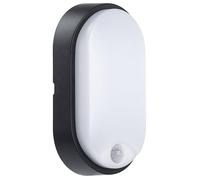 Luceco Eco Paratia Ovale Illuminazione a LED con sensore di movimento PIR, cornice bianca e nera, 22 cm, 10 Watt