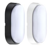 Luceco LED Lampada Exterior da Parete 10W, Illuminazione IP54 Impermeabile, Ovale Luce Nero e Bianco da Esterno per Jardin, Giardino, Terrazza (EBEO10S40-01)