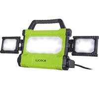 Luceco Luce da lavoro multidirezionale a LED con maniglia per il trasporto e luci laterali pieghevoli, 50 Watt, nero e verde